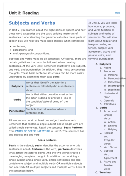 Subjects and Verbs