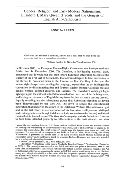 Gender, Religion, and Early Modern Nationalism: Elizabeth I, Mary