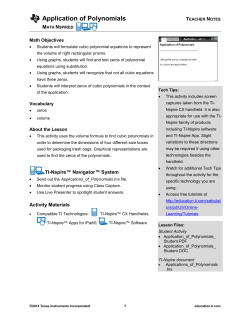 Application of Polynomials - TI Education