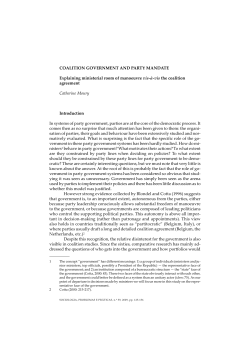 COALITION GOVERNMENT AND PARTY MANDATE Explaining