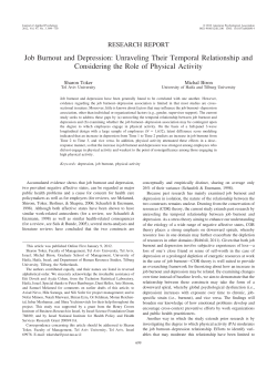 Job Burnout and Depression - Coller School of Management