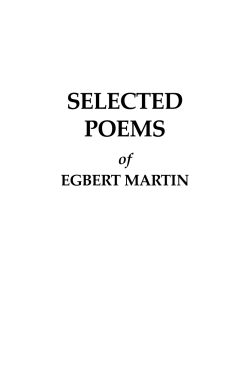 Egbert Martin Selected Poems