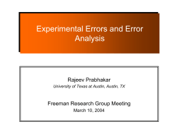 Experimental Errors and Error Analysis Experimental Errors and