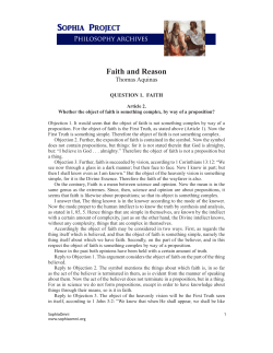 Thomas Aquinas. Faith and Reason