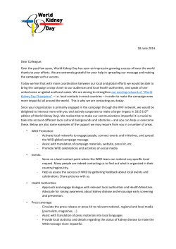 18 June 2014 Dear Colleague: Over the past few years, World