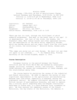 History 2404E - Europe, 1789-1918: An Era of Revolutionary Change