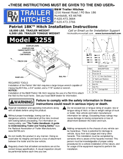 Patriot 18K&trade; Hitch Installation Instructions