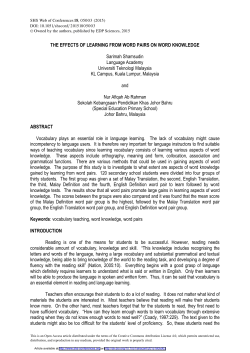 The Effects of Learning from Word Pairs on Word Knowledge