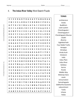 4. The Indus River Valley Word Search Puzzle