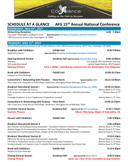 SCHEDULE AT A GLANCE AFG 15 th Annual National Conference