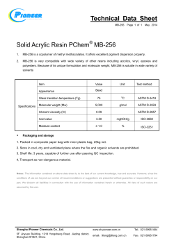 Technical Data Sheet Solid Acrylic Resin PChem MB-256