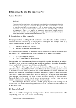 Intensionality and the Progressive