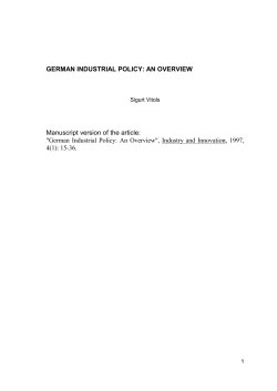 German Industrial Policy: An Overview