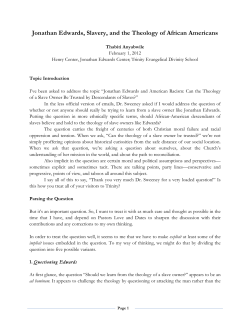 Jonathan Edwards, Slavery, and the Theology of African Americans