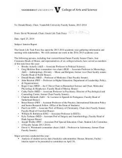 David Weintraub, Chair, Greek Life Task Force Dat