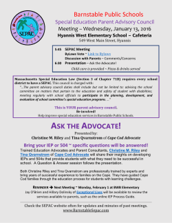 Barnstable Public Schools ASK THE ADVOCATE!