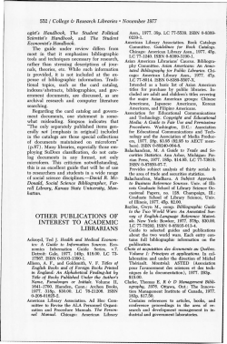 Other Publications of Interest to Academic Librarians