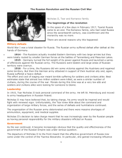 1 The Russian Revolution and the Russian Civil War Nicholas II