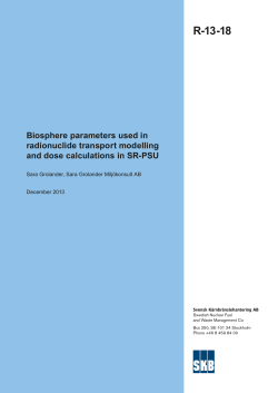 Biosphere parameters used in radionuclide transport