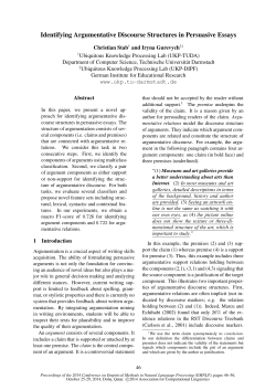 Identifying Argumentative Discourse Structures in Persuasive Essays