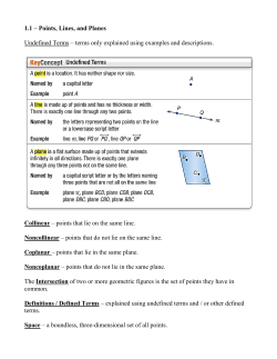 1.1 &ndash; Points, Lines, and Planes Undefined Terms &ndash; terms only