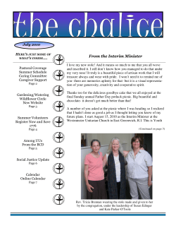 From the Interim Minister - Unitarian Church of Sharon