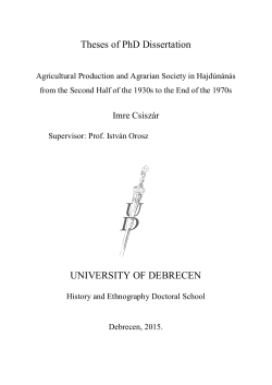 Theses of PhD Dissertation UNIVERSITY OF DEBRECEN