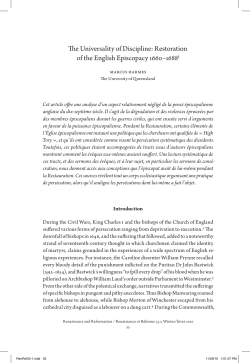 The Universality of Discipline: Restoration of the English Episcopacy