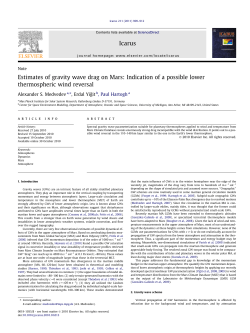 Estimates of gravity wave drag on Mars: Indication of a possible