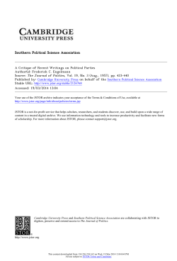 A Critique of Recent Writings on Political Parties