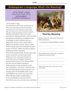 Shakespeare`s Language: What`s the Meaning?