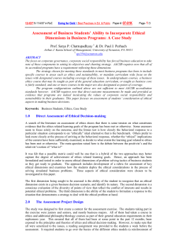 Assessment of Business Students` Ability to Incorporate Ethical