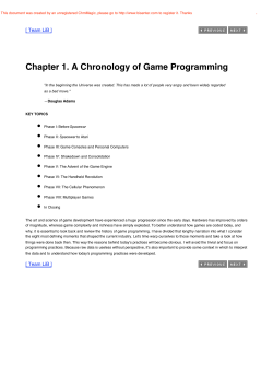 Chapter 1. A Chronology of Game Programming