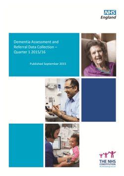 Dementia Assessment and Referral Data Collection – Quarter 1