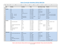 Extra Curricular Activities (ECAs) 2015/16