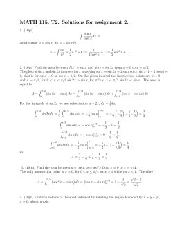 MATH 115, T2. Solutions for assignment 2.