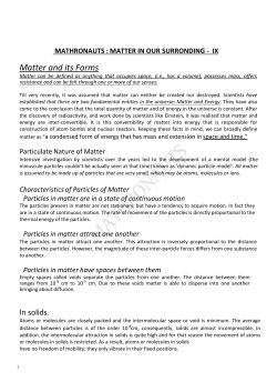 Matter in our surroundings