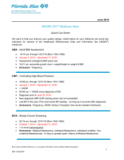 HEDIS 2017 Medicare Stars Quick Cue Sheet, June