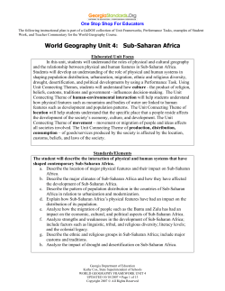 World Geography Unit 4: Sub-Saharan Africa