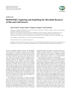 Editorial BIODESERT: Exploring and Exploiting the