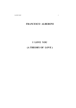 FRANCESCO ALBERONI I LOVE YOU (A THEORY OF LOVE )