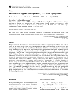 Discoveries in oxygenic photosynthesis (1727&ndash;2003)