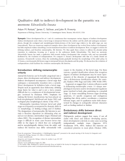 Qualitative shift to indirect development in the parasitic sea