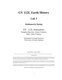Radiometric Dating - University of South Alabama