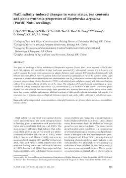 NaCl salinity-induced changes in water status, ion contents and