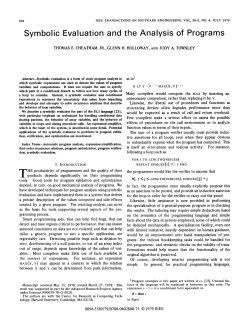 Symbolic Evaluation and the Analysis of Programs