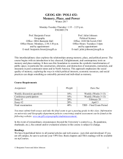 GEOG 420 / POLI 432: Memory, Place, and Power