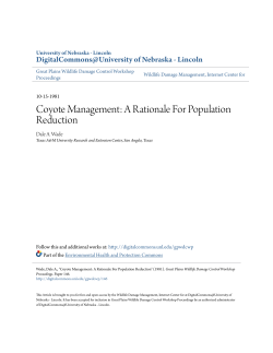 Coyote Management: A Rationale For Population Reduction