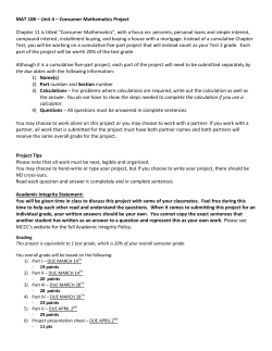 MAT 108 &ndash; Unit 4 &ndash; Consumer Mathematics Project Chapter 11 is