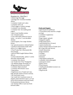 Shopping List &ndash; Meal Plan 3 1 dozen cage free eggs 1 package low